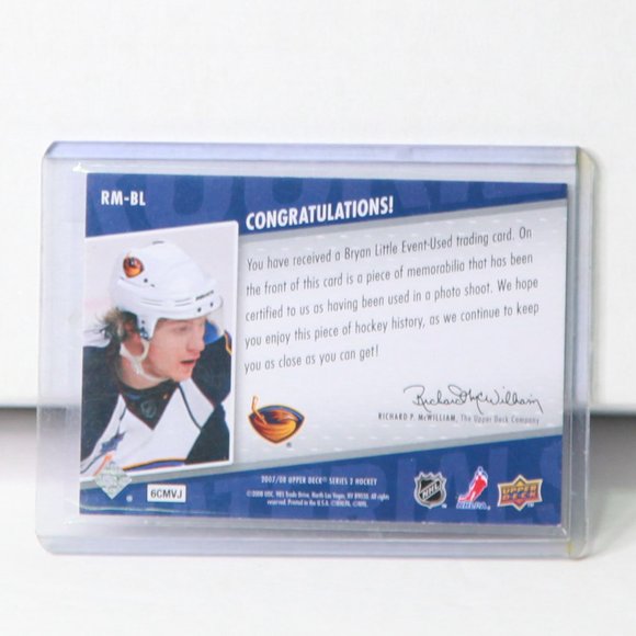 Bryan Little Upper Deck Rookie Materials Jersey Hockey Card 2007/08 - Picture 2 of 2